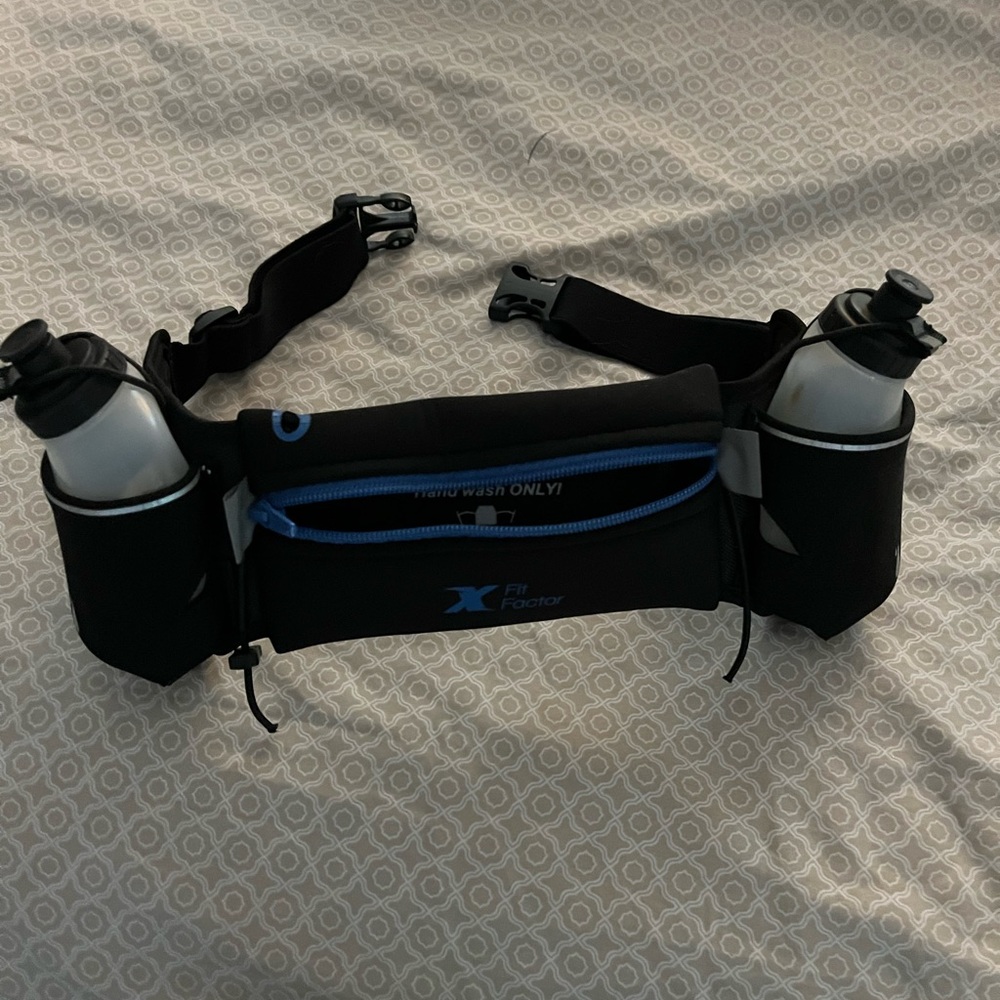 Black and Blue Hydration Belt with Bottles